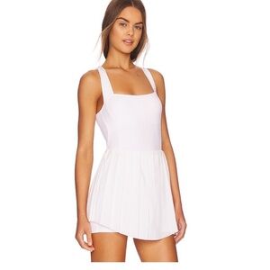 Varley White Pleated Romper Jumpsuit
